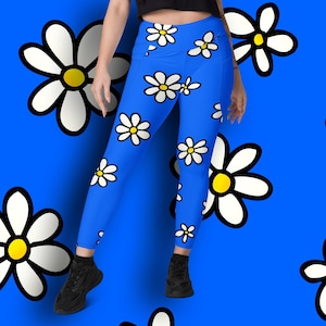 Leggings reciclados con bolsillos Flower Bomb - Leggings con estampado de flores grandes - Tallas 2XS - 6XL