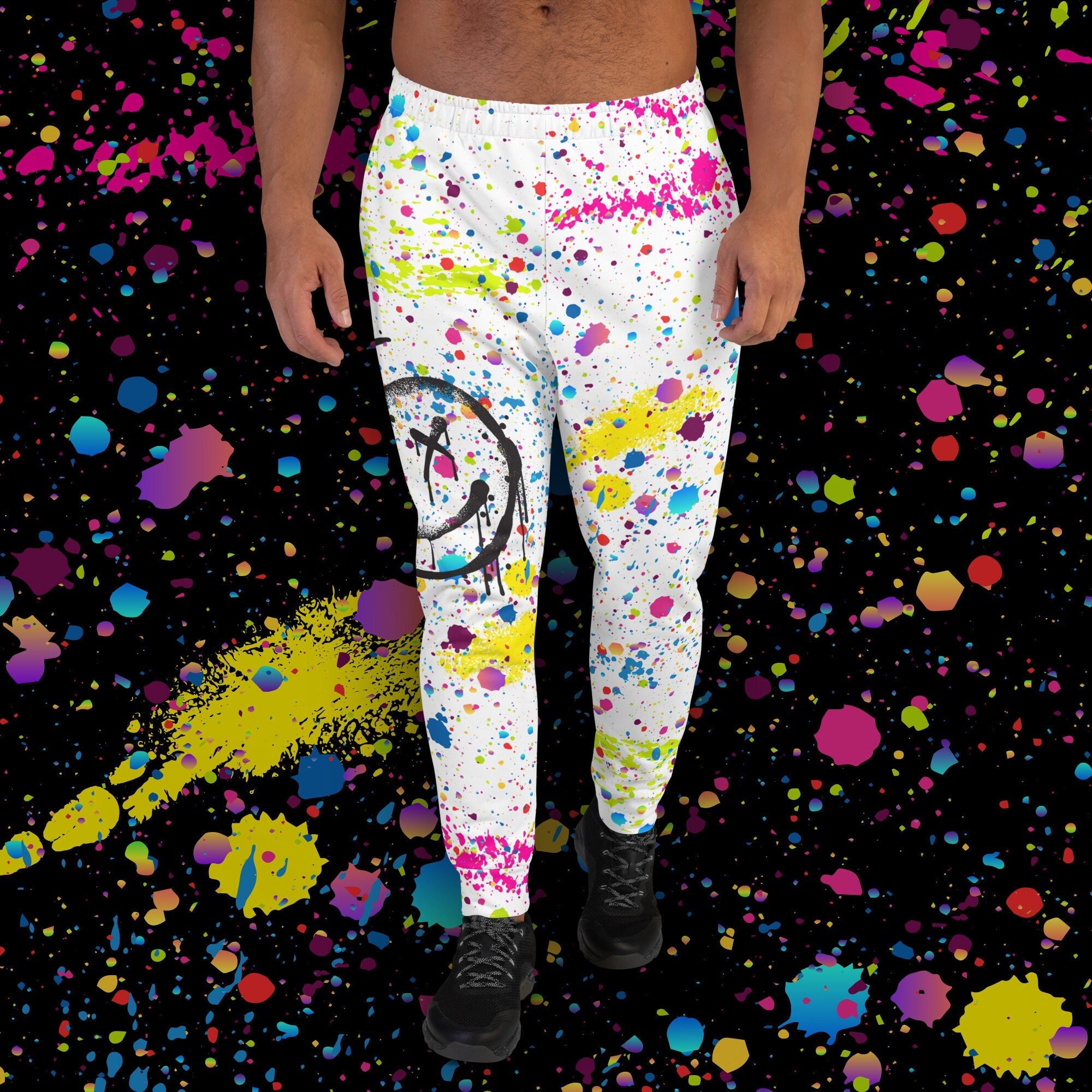 Graffiti Joggers Men s Recycled Sweatpants With All over Paint Splatter Print Sizes XS 3XL Etsy Ireland