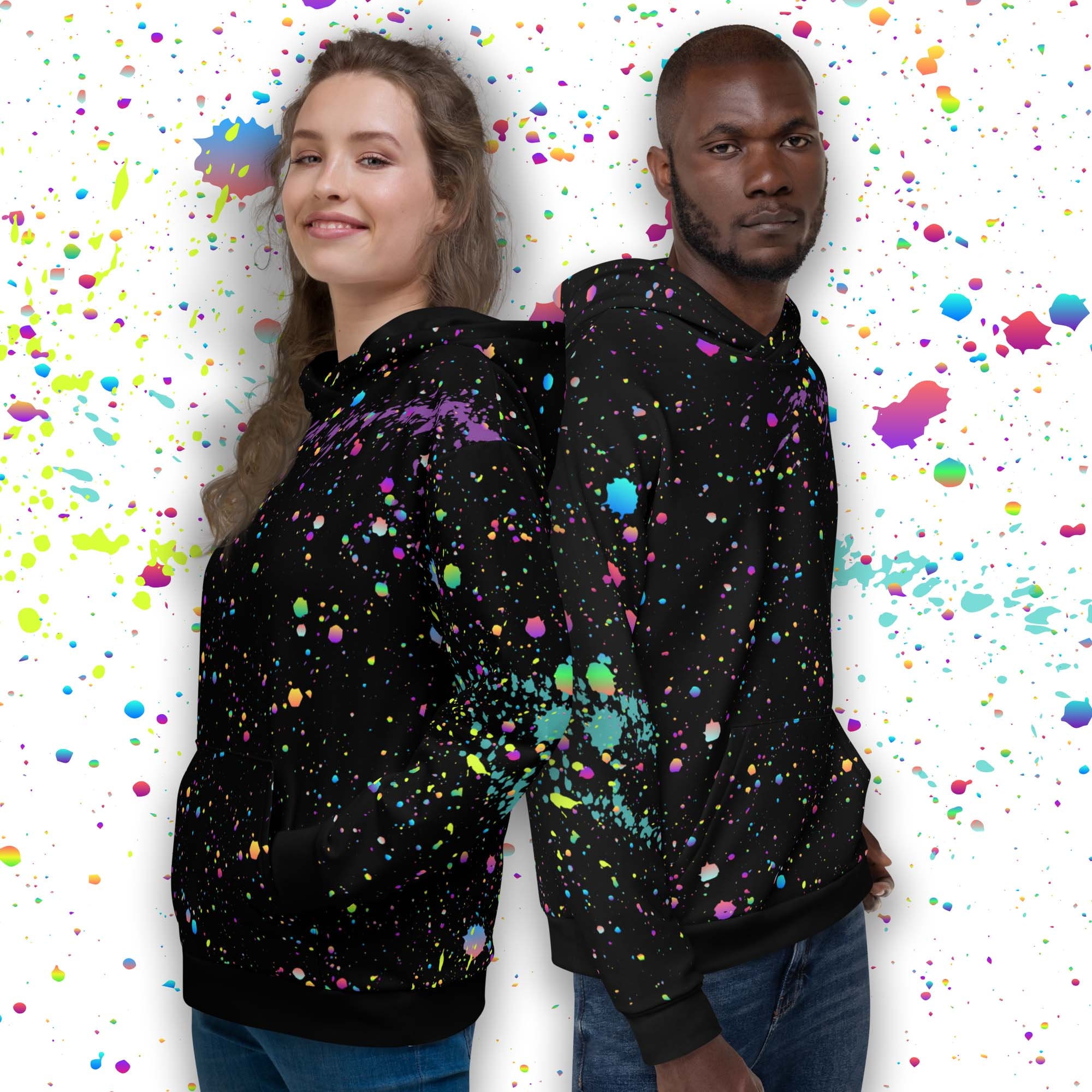 Paint Splatter Hoodie - Unisex Recycled Hoodie With All-over Paint Splatter Hoodie - Unisex Recycled Hoodie With All-over