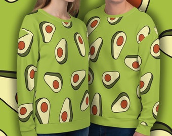 Avocado Addict Sweater - Unisex Recycled Sweatshirt with all-over avocados print - Sizes XS - 3XL