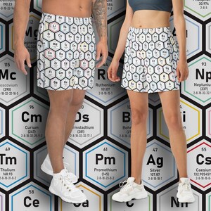 Science Shorts - Uniseks gerecyclede sportshort met grafiek met scheikundige elementen - Maten 2XS - 6XL