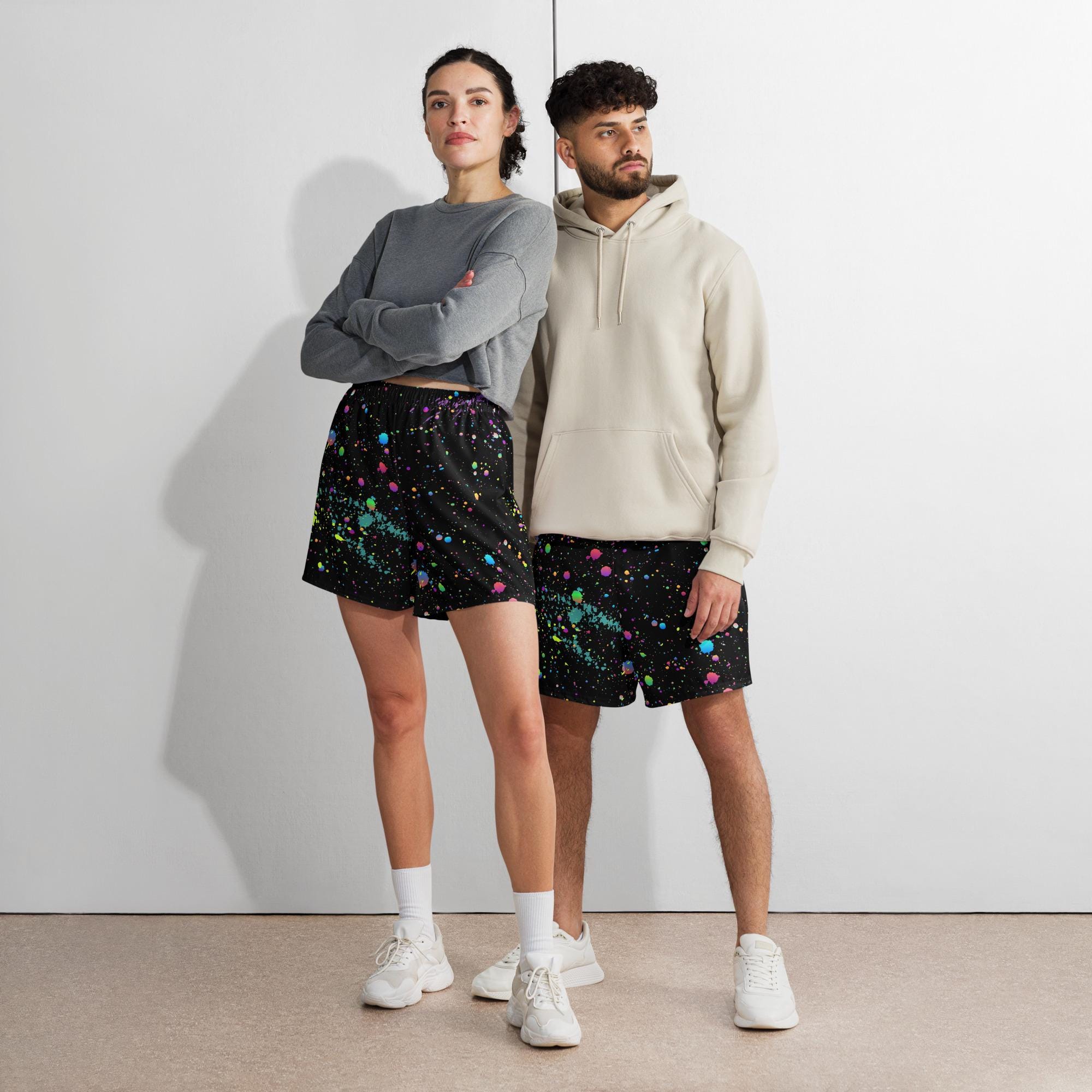 Paint Splatter Shorts - Unisex Recycled Athletic Shorts With