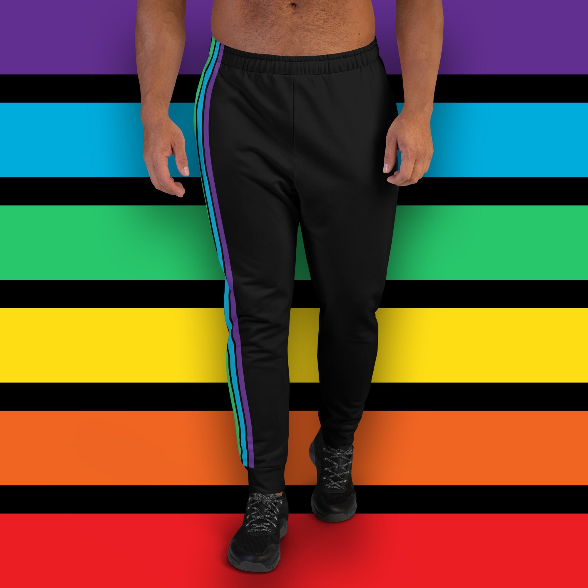 Rainbow Pride Striped Meggings for Men Activewear Leggings LGBT