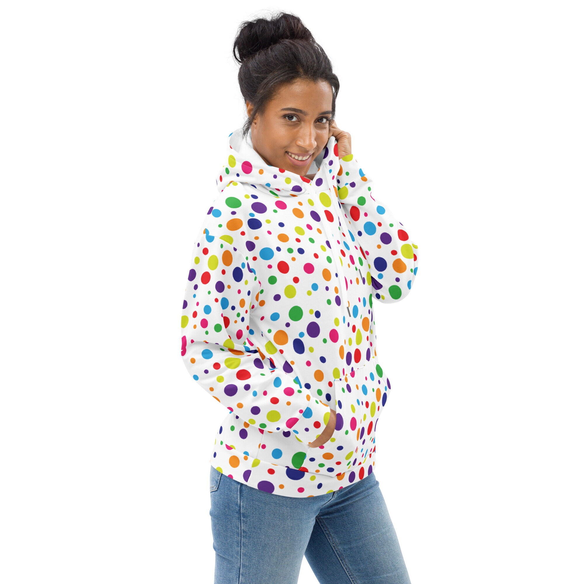 Polka Dot Hoodie - Unisex Recycled Hoodie With All-over Polka Dot Hoodie - Unisex Recycled Hoodie With All-over
