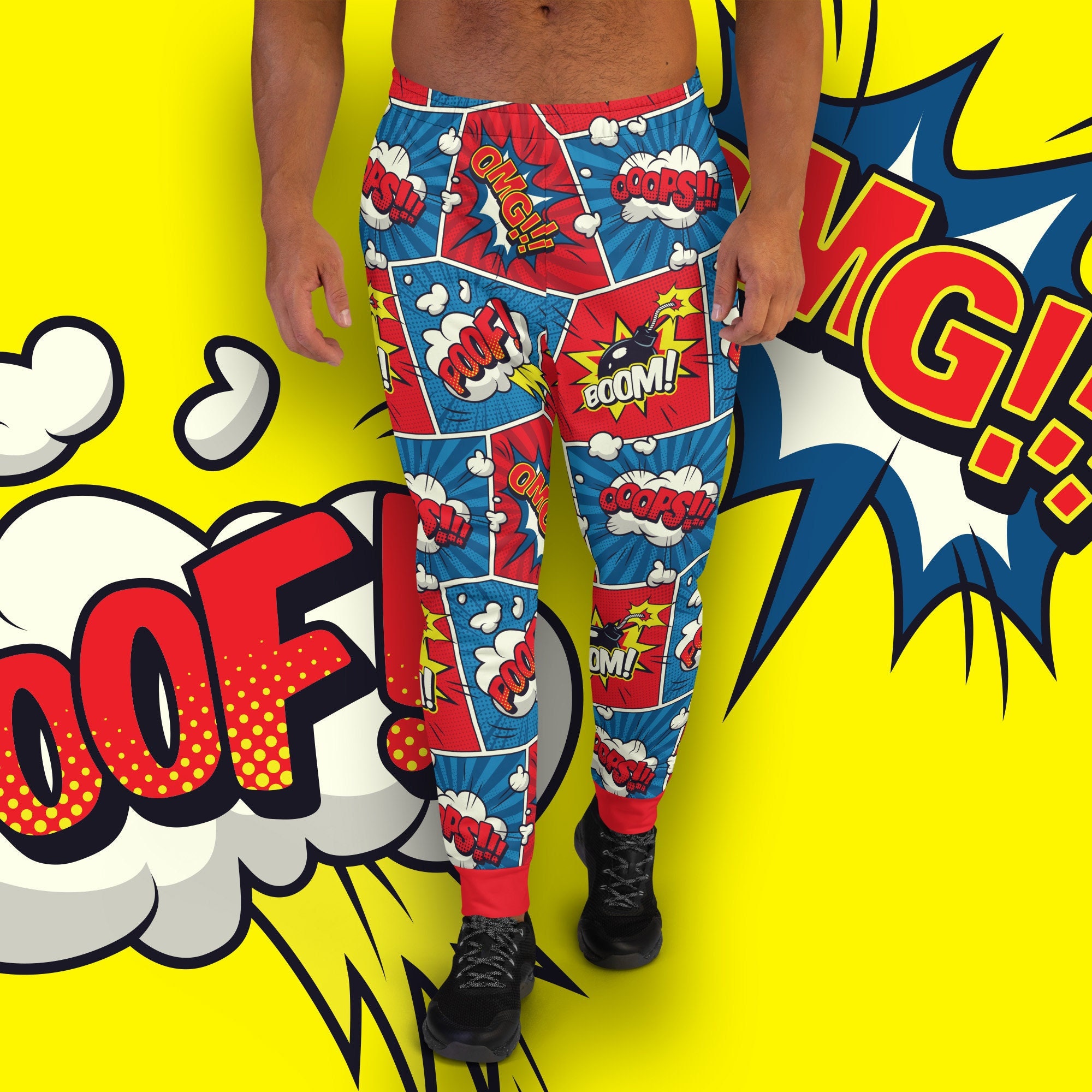 OMG Comic Book Joggers Men s Recycled Sweatpants With All over