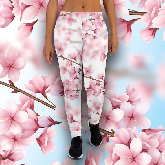 Cherry Blossom Joggers Women's Recycled Sweatpants With All-over Cherry  Blossoms Print Sizes XS 3XL Women's Joggers 