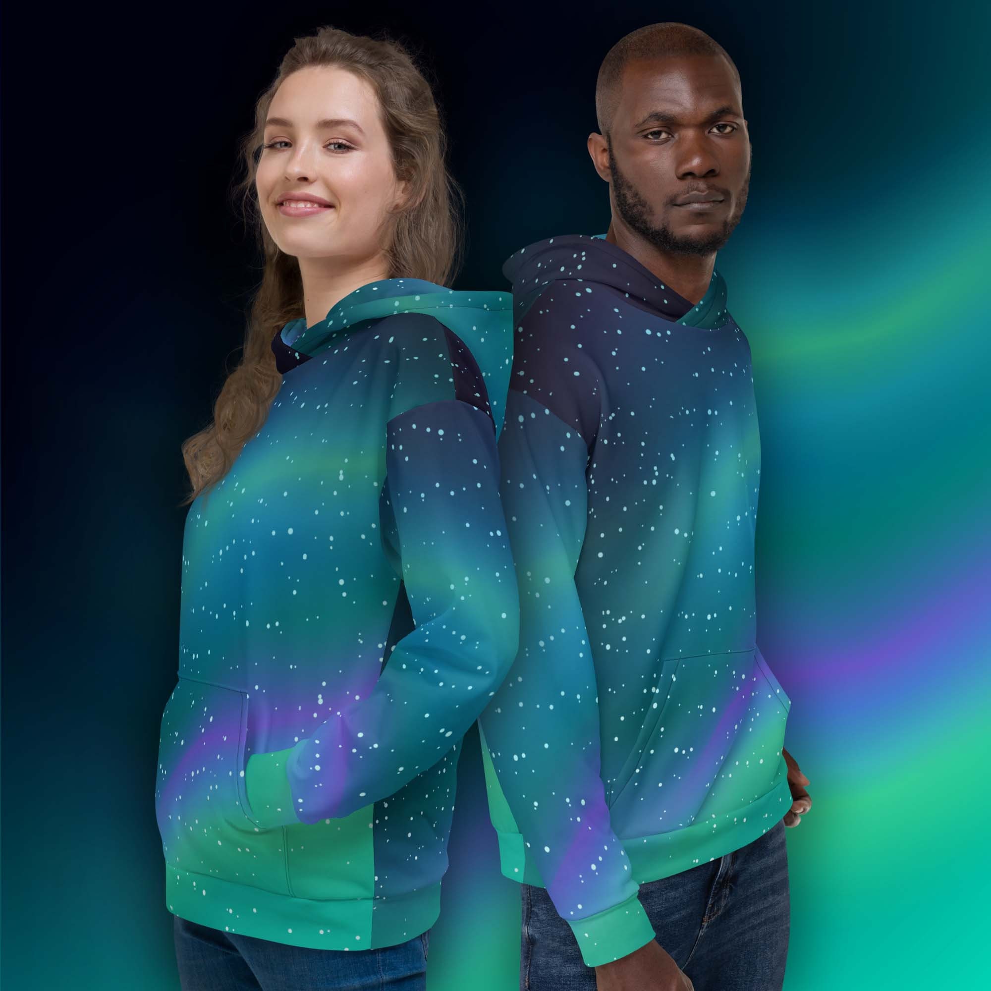 Northern Lights Hoodie Unisex Recycled Hoodie With All over Aurora Borealis Print Sizes 2XS 6XL Etsy UK