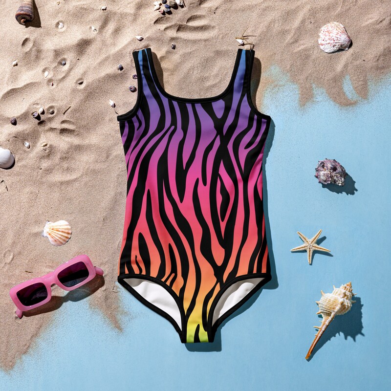 Zebra Print One Piece Swimsuit Etsy