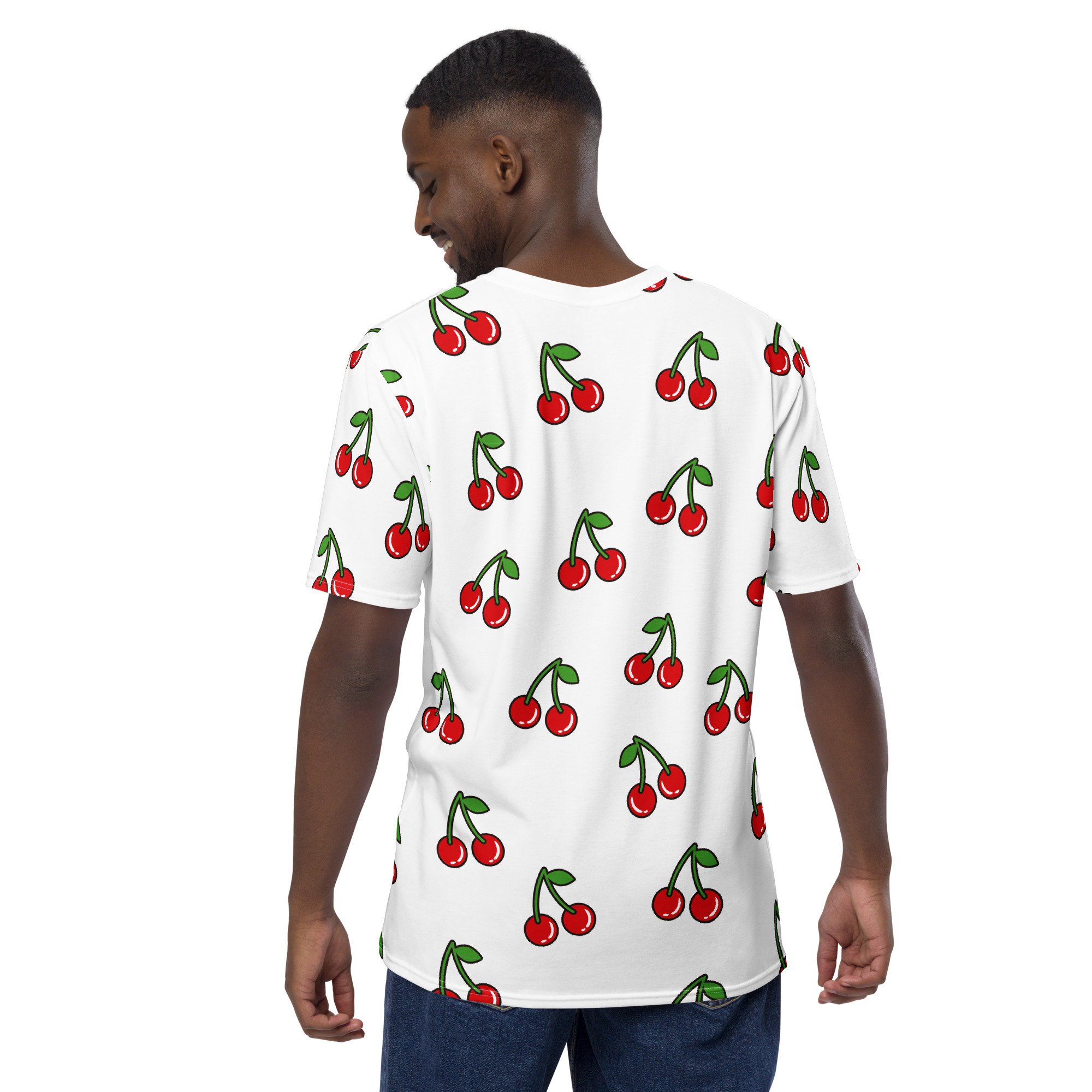 Cherry T-shirt - Men's Crew Neck Tee With All-over Red