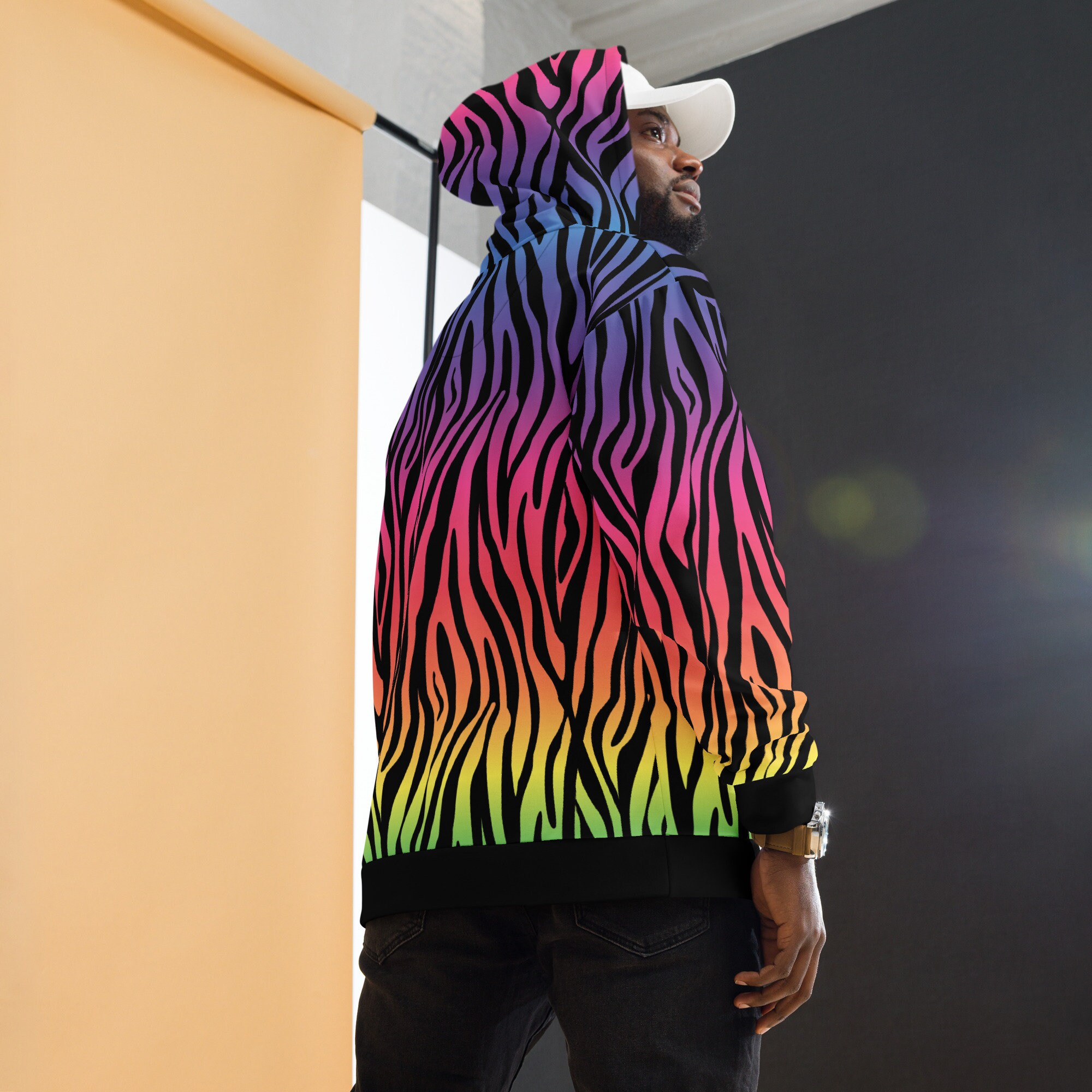 トップス BEEDEN \"ZEBRA PRINT HOODIE\" GRY Zebra Pattern 3D All Over Print Hoodie Gift for Men and