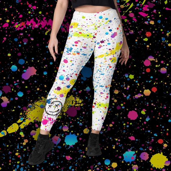 Graffiti Recycled Leggings With Pockets Paint Splatter Print Leggings Sizes  2XS 6XL -  Canada
