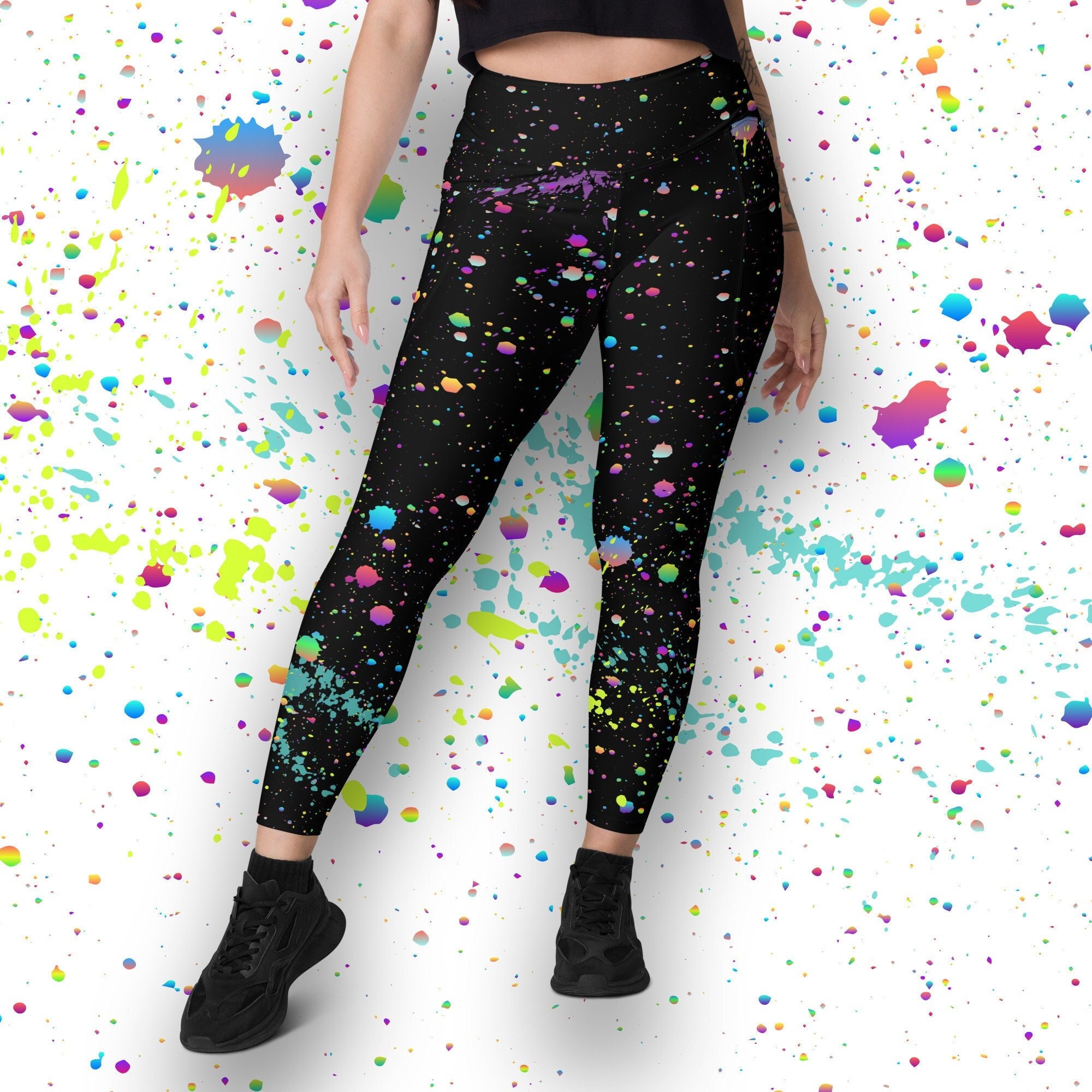 Paint Splatter Recycled Leggings With Pockets All-over Paint