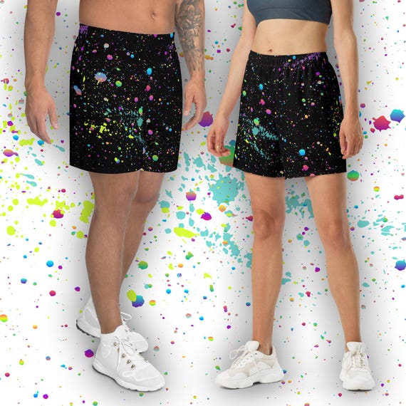 Paint Splatter Shorts - Unisex Recycled Athletic Shorts With