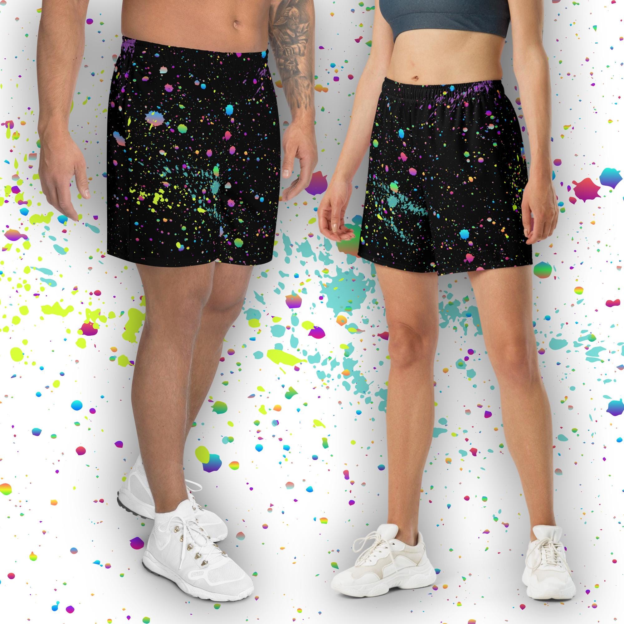 Paint Splatter Shorts - Unisex Recycled Athletic Shorts With