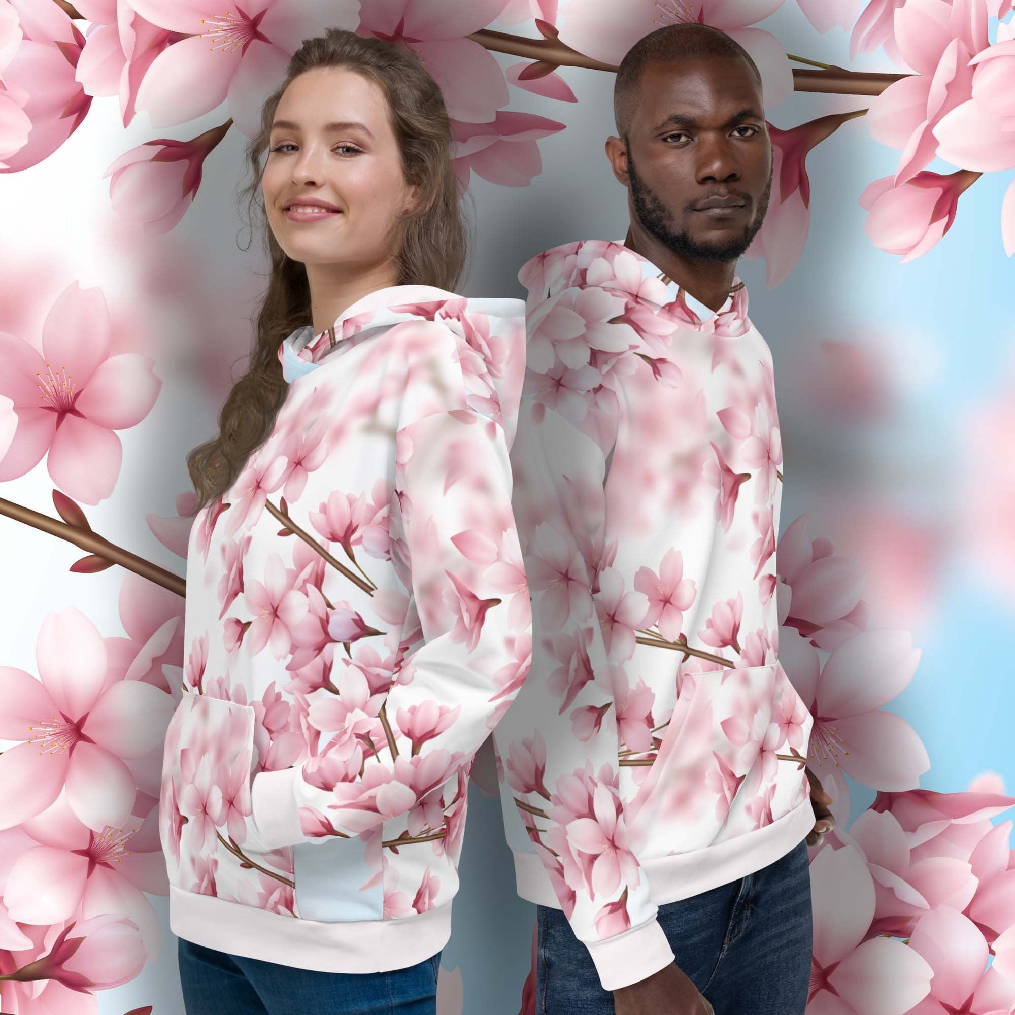 Kirei Sakura Symphony Japanese Blossoms in Classic Art Pullover Hoodie