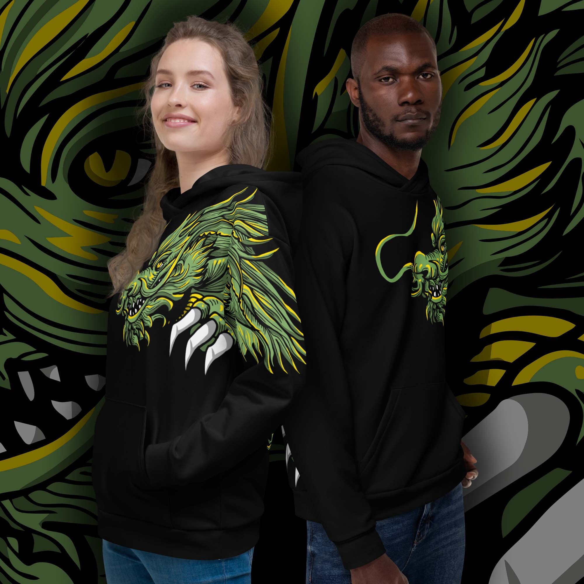 Green dragon hoodie sale