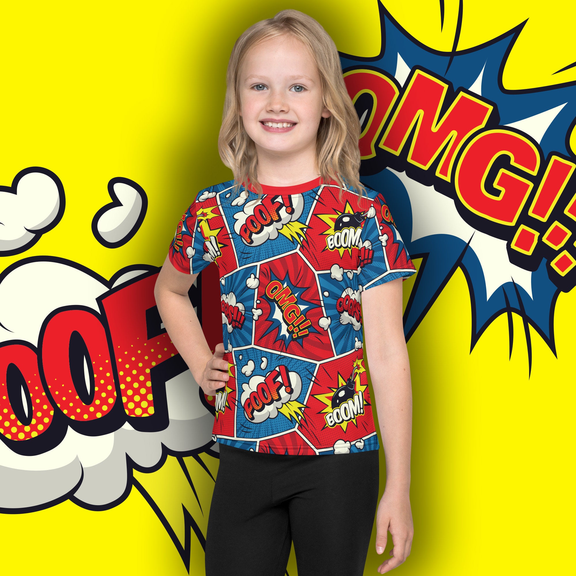 OMG Comic Book Kids Neck T-shirt Child Unisex