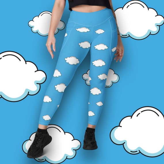 Bright New Day Recycled Leggings With Pockets All-over Blue Sky and Clouds  Print Leggings Sizes 2XS 6XL -  Canada