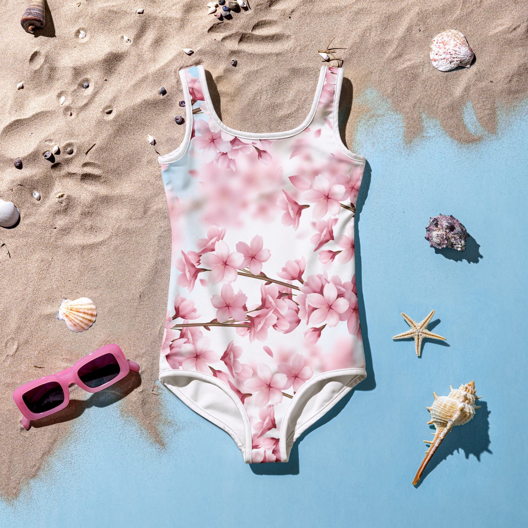 Girls Peach Blossom Buttery Soft Swimsuit With UPF 50+