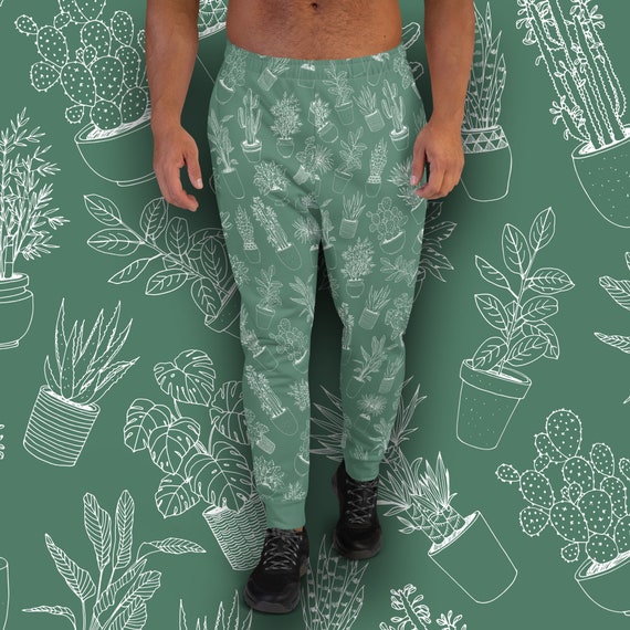 Plant Dad Joggers Men's Recycled Sweatpants With All-over Plants