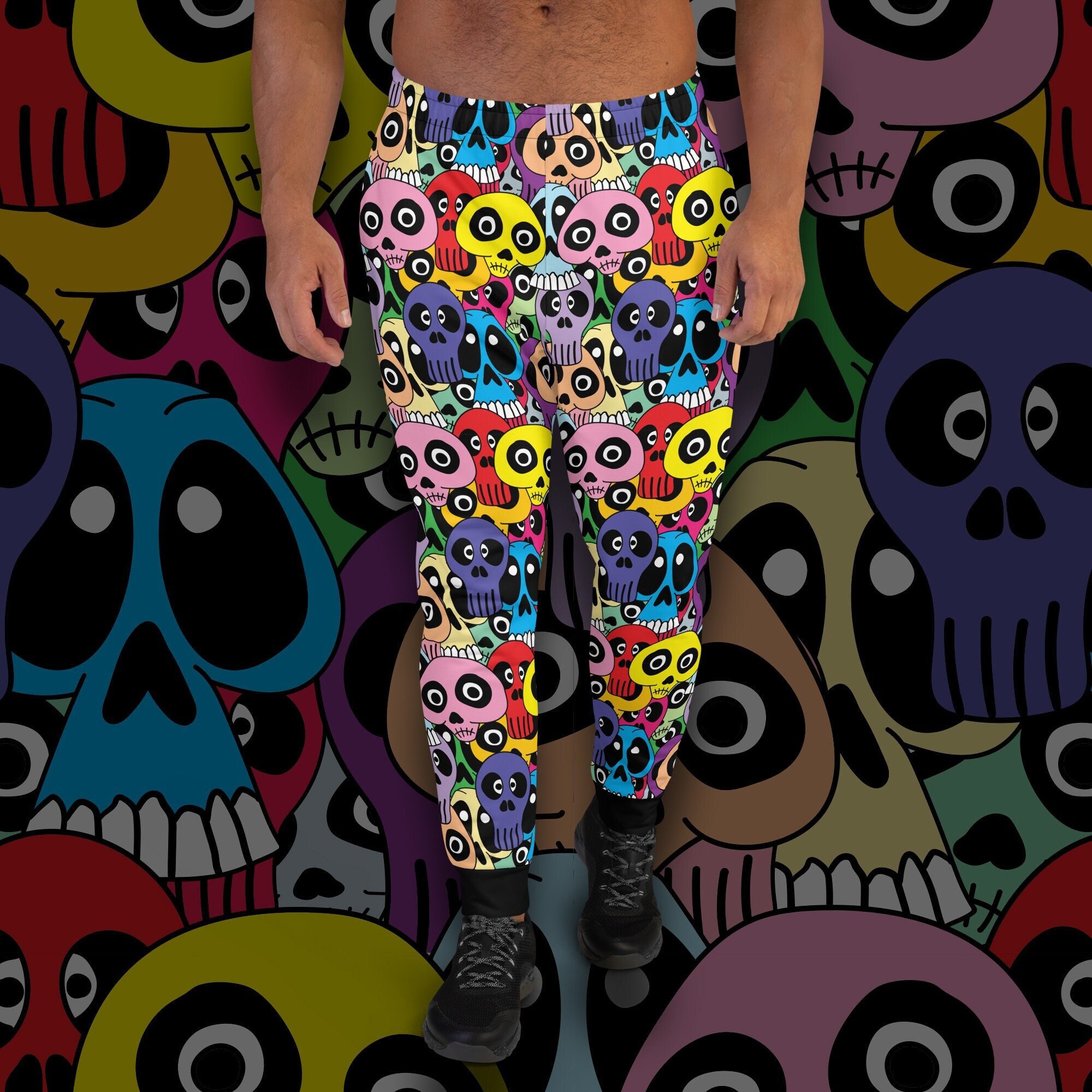 Skulls Joggers Men s Recycled Sweatpants With Funny Skulls Print Sizes XS 3XL Men s Joggers Etsy UK
