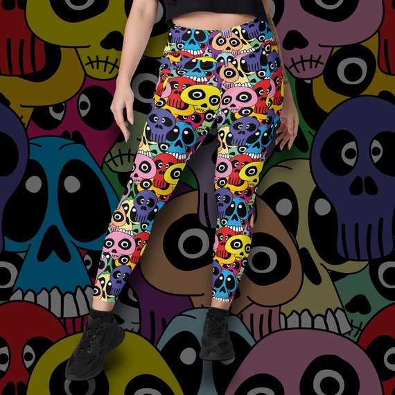 Skulls Recycled Leggings With Pockets All-over Funny Skulls Print Leggings  Sizes 2XS 6XL 