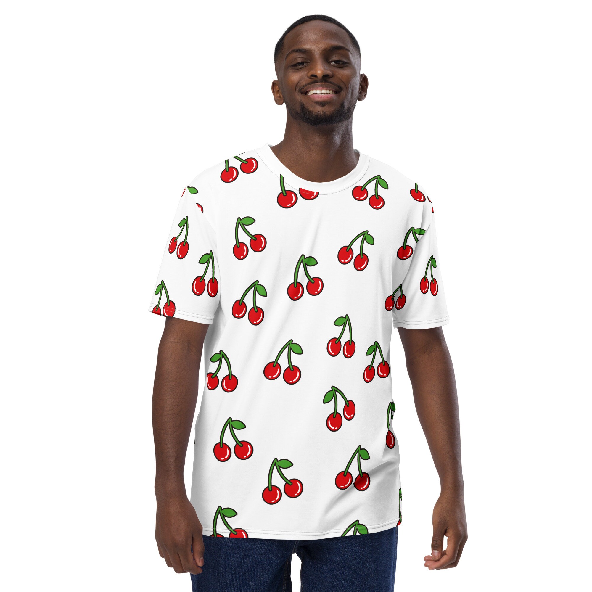Cherry T-shirt - Men's Crew Neck Tee With All-over Red