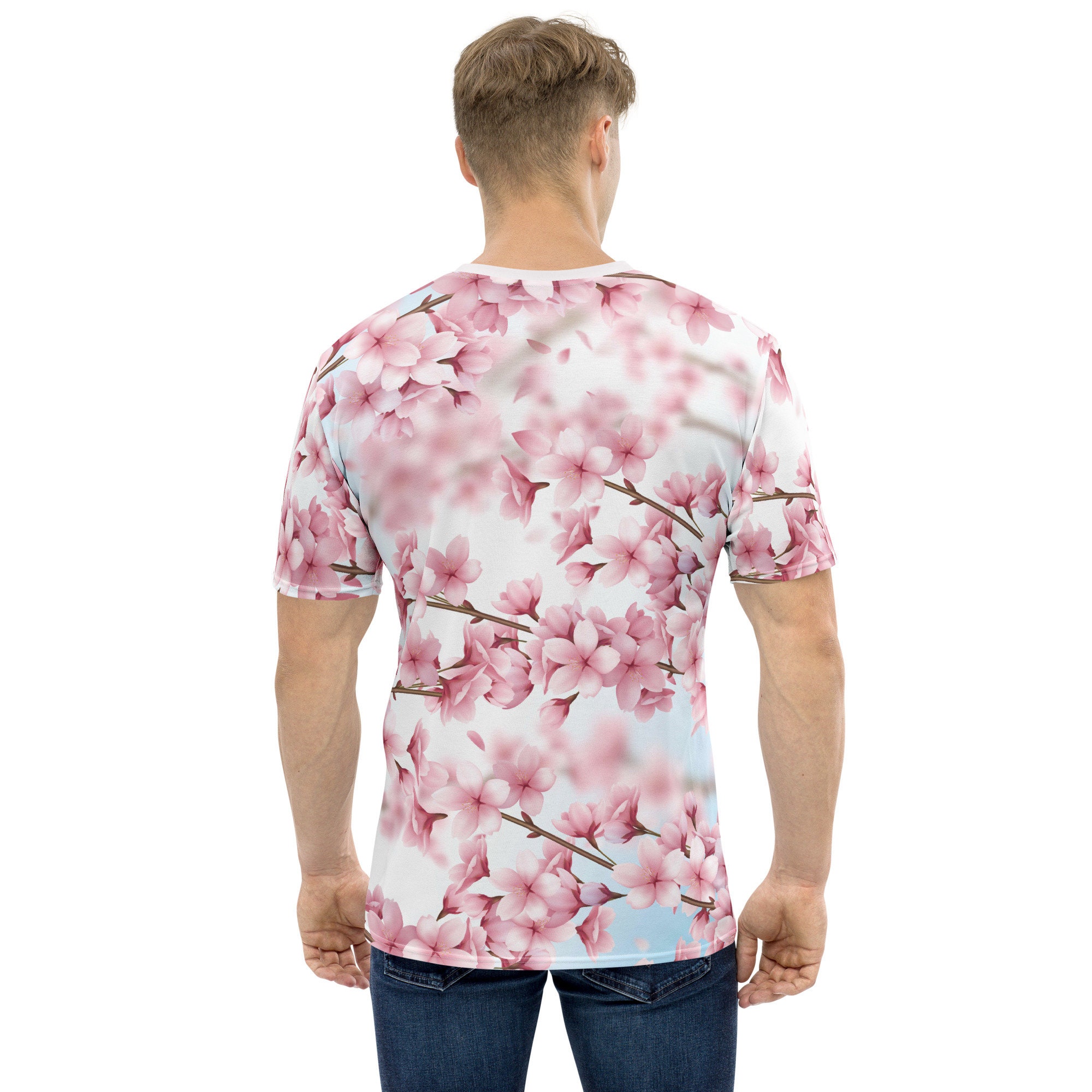 Cherry Blossom Shirt - Men's Crew Neck Tee With All-over