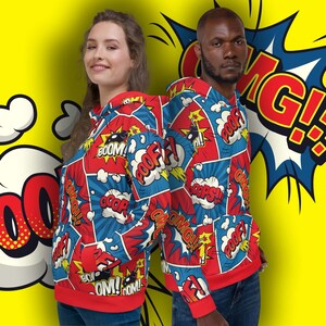 OMG! Comic Book Hoodie - Unisex Recycled Hoodie with all-over comic book speech bubbles print - Sizes 2XS - 6XL