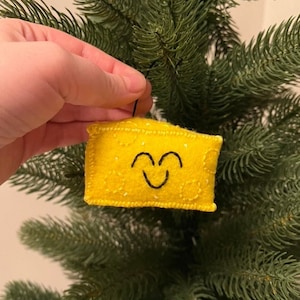 Cheese Wedge Ornament or Montessori Toy with Cute Face | Makes a Great Gift!