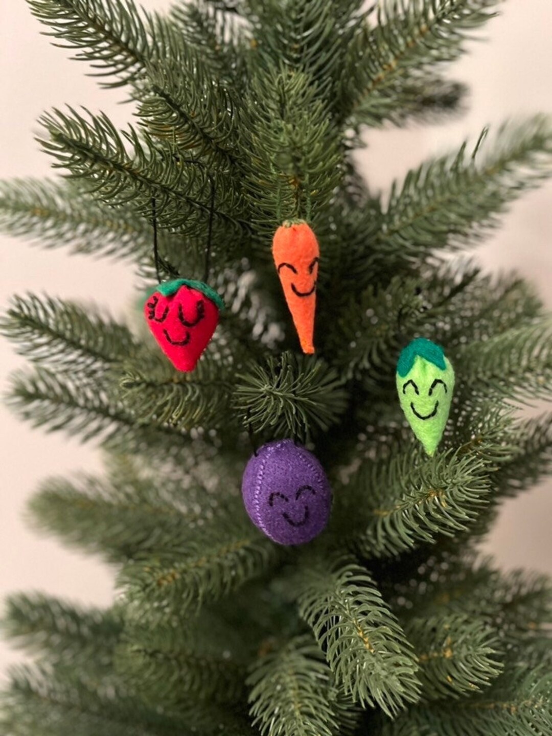 Set of 4 MINI Fruit and Vegetable Ornaments or Montessori Toys With