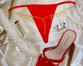 Chained Thong, Personalized Thong, Custom Chained Thong, Bridal Gift, Custom Gift, Thong, T-Back Chain