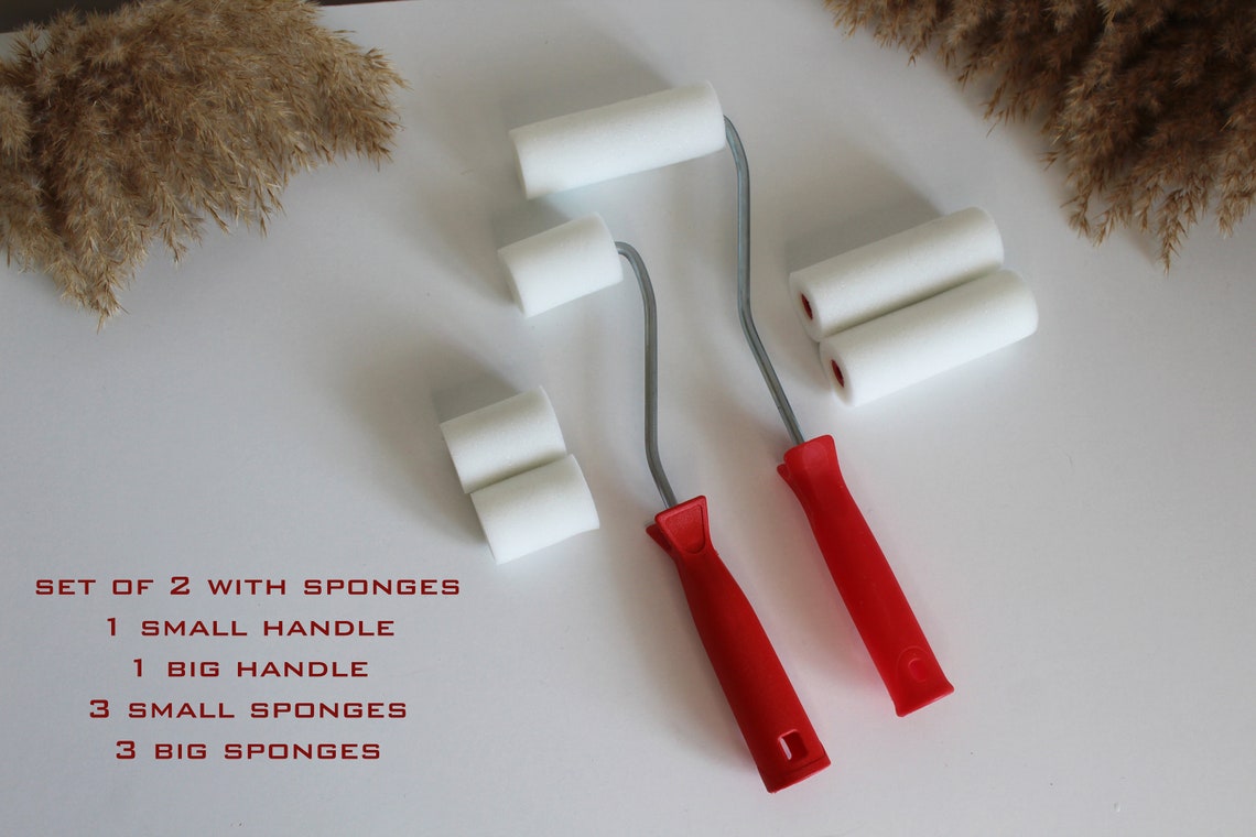 Foam Painting Roller, 2 Sizes Foam Roller With Sponges, Painting Brush