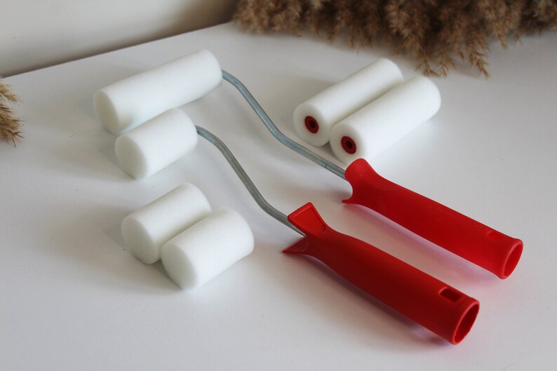 Foam Painting Roller, 2 Sizes Foam Roller With Sponges, Painting Brush