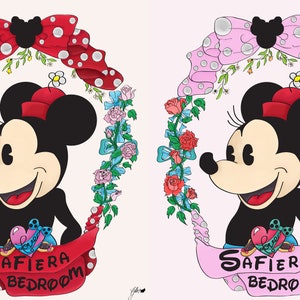 Digital Painting Personalised Minnie Mouse Bedroom Canvas