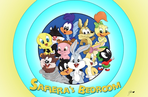 Digital Personalised Baby Looney Tunes Bedroom Canvas