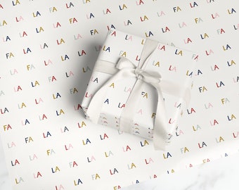 Fa La La La Thick Xmas Wrapping Paper, Gloss Wrapping Paper, Fun Minimalist Holiday Gift Wrap, Luxury Gift Wrapping