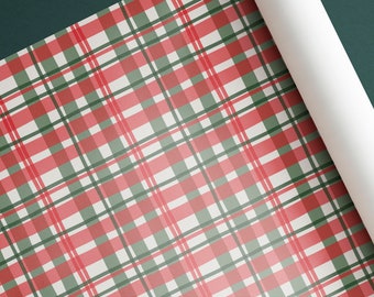 Thick Plaid Xmas Wrapping Paper, Gloss Wrapping Paper, Festive Giftwrap, Luxury Gift Wrapping