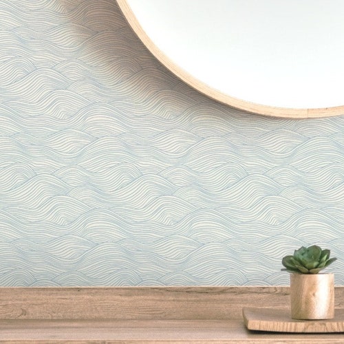 Hand Drawn Waves Wallpaper Unique Minimalist Wave Wallpaper Etsy