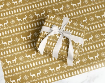Hygge Reindeer Giftwrap, Thick Gloss Wrapping Paper, Xmas Wrapping Paper, Fun Holiday Wrap, Modern Christmas Wrapping Paper