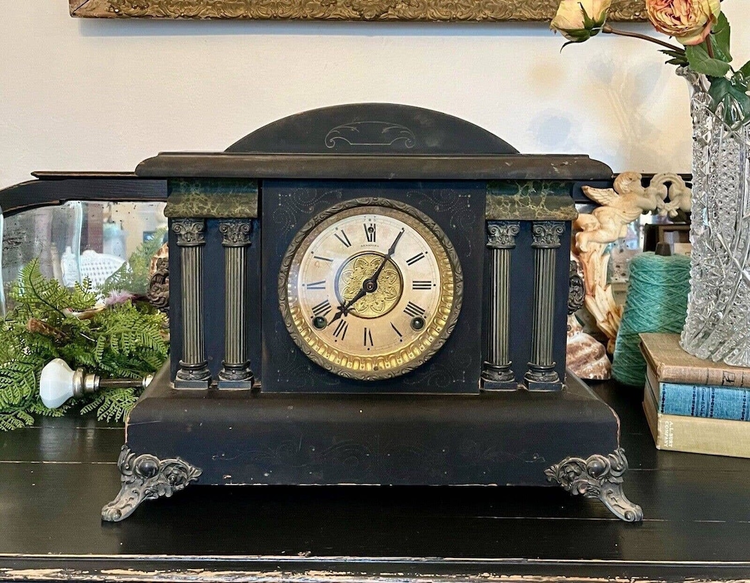 Antique Ingraham Mantle Clock 8 Day Footed Not Working for Etsy