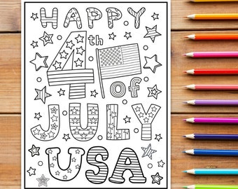 4th of July Coloring Page – Patriotic Kids Activity (Printable PDF)