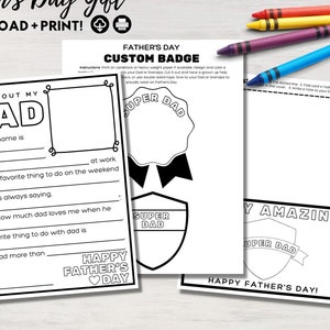 Tutto sul papà, regalo per la festa del papà/biglietto da colorare stampabile per bambini/regalo per la festa del papà da bambini/artigianato per la festa del papà/regalo fai da te per papà