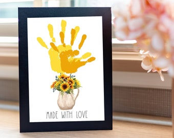 Regalo para la abuela, regalos para la abuela de parte de los nietos, manualidades para niños, arte con huellas de manos, regalo para el Día de la Madre, recuerdo de huellas de manos, tarjeta para el Día de los Abuelos
