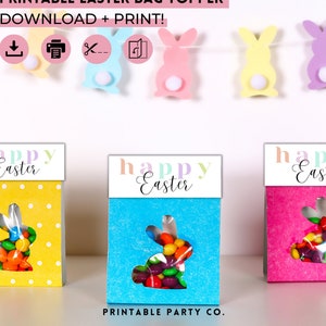 Easter Treat Bag Topper | Happy Easter Cookie Bag Topper | Party Favor | Bunny | Gift Tag
