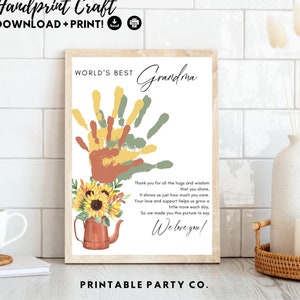 World&#39;s Best Grandma Handprint Art Craft | Birthday Gift for Grandma | Grandparent&#39;s Day | From Grandkids | Christmas | Mother&#39;s Day
