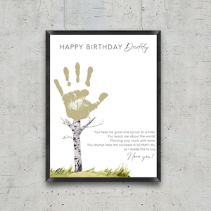 Geburtstagskarte für Papa von Kindern, druckbar alles Gute zum Geburtstag Papa Handabdruck Andenken Geburtstagsgeschenk für Papa von Tochter oder Sohn oder Kinder