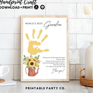 Regalo del Día de la Madre para la abuela / Recuerdo artístico con huellas de manos para abuelos del nieto / Día de los abuelos / Manualidades preescolares / Cumpleaños