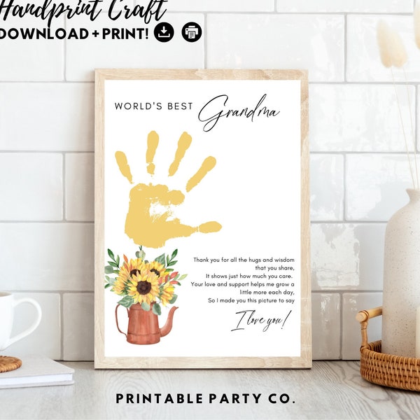 Mother’s Day Gift for Grandma | Handprint Art Keepsake for Grandparent from Grandchild | Grandparents Day | Preschool Craft | Birthday