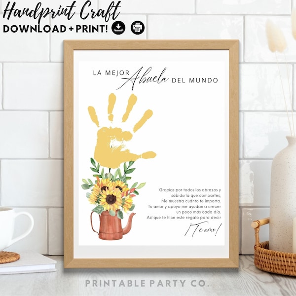 Mother’s Day Handprint Art Craft | Gift for Grandma | Keepsake Birthday Gift | Gift for Abuela | From Grandkids, Kid | regalo para la abuela